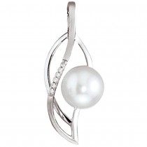 Anhänger 585 Weißgold 1 Süßwasser Perle 6 Diamanten Perlenanhänger