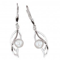 Boutons 585 Weißgold mattiert 6 Diamanten Brillanten Ohrringe Ohrhänger