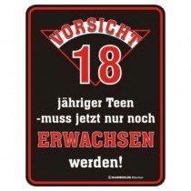 geprägtes Blechschild - Vorsicht 18