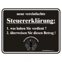 geprägtes Blechschild - Steuererklärung