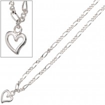 Fußkettchen Fußkette Herz 925 Sterling Silber Federring