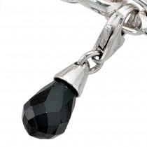 Einhänger Charm Tropfen 925 Sterling Silber rhodiniert 1 Zirkonia schwarz