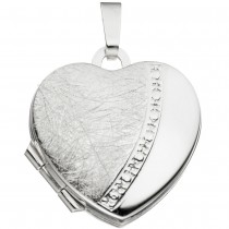 Medaillon für 2 Fotos Herz 925 Sterling Silber eismatt Anhänger zum Öffnen