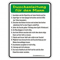 geprägtes Blechschild - Duschanleitung für den Mann