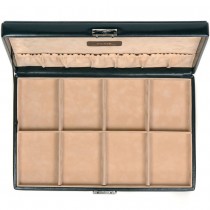 Sacher Taschenuhren-Etui schwarz, Lederimitat in Nappaoptik, innen Veloursamt