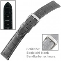 Uhrenarmband Ladies 20mm Louisiana Prägung auf Kalbleder schwarz