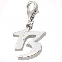 Einhänger Charm 13 Dreizehn 925 Sterling Silber rhodiniert