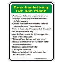 geprägtes Blechschild - Duschanleitung für den Mann