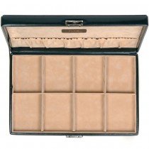 Sacher Taschenuhren-Etui schwarz, Lederimitat in Nappaoptik, innen Veloursamt