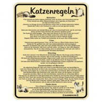 geprägtes Blechschild - Katzen Regeln