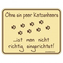 geprägtes Blechschild - Ohne ein paar Katzen Haare