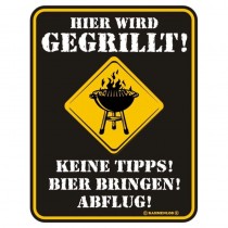 geprägtes Blechschild - Hier wird gegrillt