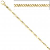 Panzerkette 333 Gelbgold 2,3mm 70cm Gold Kette Halskette Goldkette Karabiner