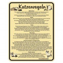 geprägtes Blechschild - Katzen Regeln