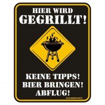 geprägtes Blechschild - Hier wird gegrillt