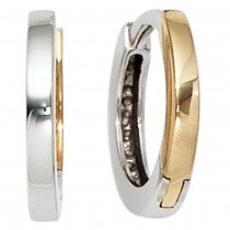 Creolen rund 333 Gelbgold Weißgold bicolor Ohrringe Goldcreolen
