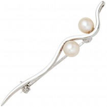Brosche Anhänger 925 Sterling Silber 2 Süßwasser Perlen Perlenbrosche