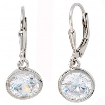 Boutons rund 925 Sterling Silber rhodiniert 2 Zirkonia Ohrringe Ohrhänger