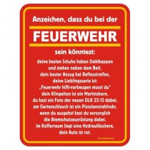 geprägtes Blechschild - Bei der Feuerwehr