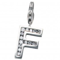 Anhänger Charm Buchstabe F 925 Sterling Silber mit Zirkonia