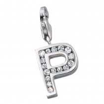 Anhänger Charm Buchstabe P 925 Sterling Silber mit Zirkonia