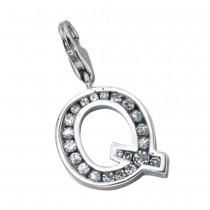 Anhänger Charm Buchstabe Q 925 Sterling Silber mit Zirkonia