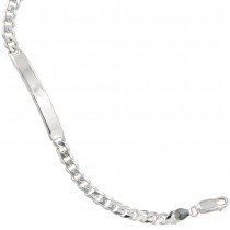 Schildband 925 Sterling Silber 21cm Gravur ID Armband Karabiner