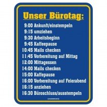 geprägtes Blechschild - Unser Büro Tag