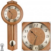 Funkwanduhr mit Pendel Holz Eiche massiv Pendeluhr