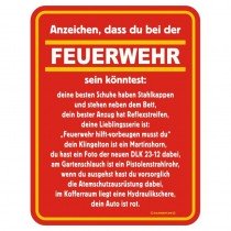 geprägtes Blechschild - Bei der Feuerwehr