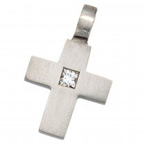 Anhänger Kreuz 950 Platin 1 Diamant 0,06ct. Kreuzanhänger Platinkreuz