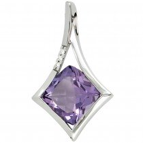 Anhänger 585 Weißgold 1 Amethyst lila violett 3 Diamanten Brillanten