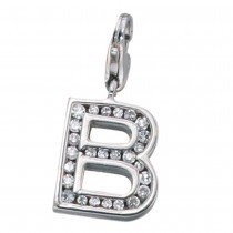 Anhänger Charm Buchstabe B 925 Sterling Silber mit Zirkonia