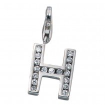 Anhänger Charm Buchstabe H 925 Sterling Silber mit Zirkonia