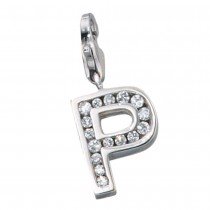 Anhänger Charm Buchstabe P 925 Sterling Silber mit Zirkonia