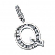 Anhänger Charm Buchstabe Q 925 Sterling Silber mit Zirkonia