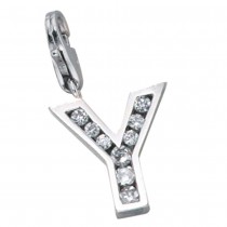 Anhänger Charm Buchstabe Y 925 Sterling Silber mit Zirkonia