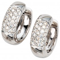 Creolen rund 585 Weißgold 54 Diamanten Brillanten Ohrringe Weißgoldcreolen