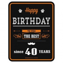 geprägtes Blechschild - Happy Birthday 40