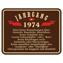 geprägtes Blechschild Jahrgang 1974