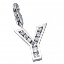 Anhänger Charm Buchstabe Y 925 Sterling Silber mit Zirkonia