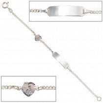 Schildband Schutzengel 925 Sterling Silber 14cm Gravur ID Armband Federring
