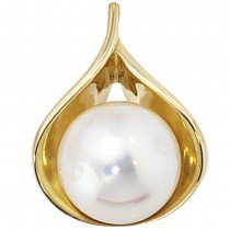 Anhänger 585 Gelbgold 1 Süßwasser Perle Perlenanhänger 3.4g