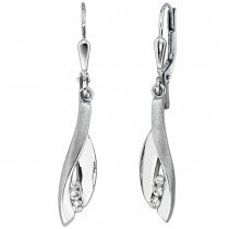 Boutons 375 Gold Weißgold mattiert 6 Zirkonia Ohrringe Ohrhänger Goldohrringe