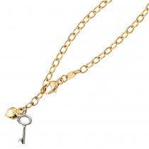 Fußkettchen Fußkette 585 Gelbgold Weißgold bicolor 26cm Karabiner
