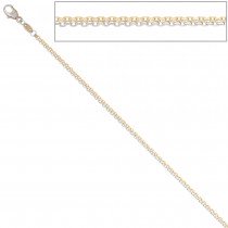 Ankerkette 2-reihig 585 Gelbgold Weißgold 45cm Gold Kette Weißgoldkette
