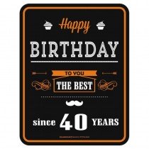 geprägtes Blechschild - Happy Birthday 40