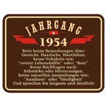geprägtes Blechschild Jahrgang 1954