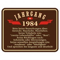 geprägtes Blechschild Jahrgang 1984