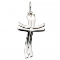 Anhänger Kreuz 585 Weißgold 1 Diamant Brillant Kreuzanhänger Goldkreuz